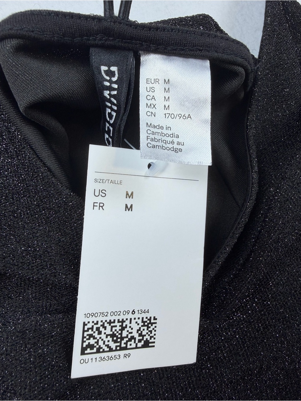 H&M Divided NWT Black Metallic Shimmer Sparkle Bodycon Slip Dress Size Medium M - Picture 4 of 7